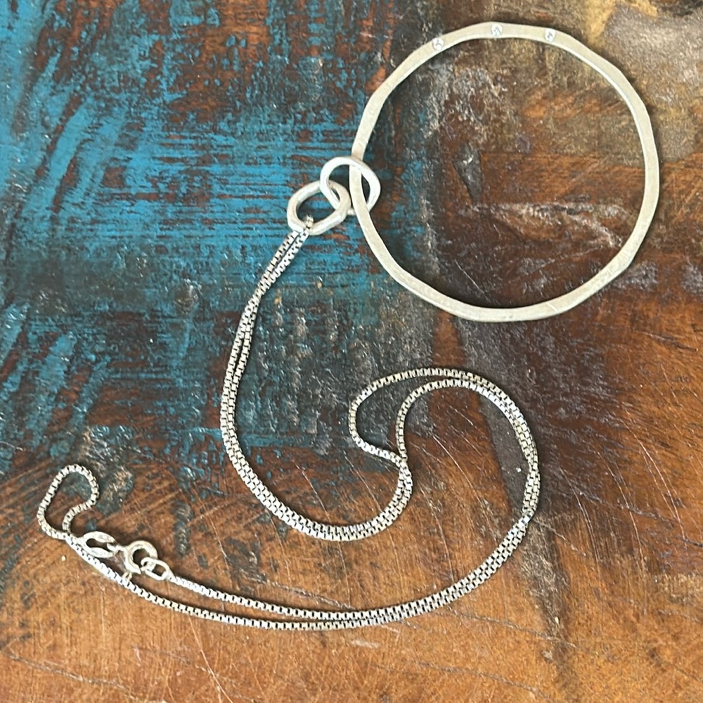 “Positivity” diamond/white gold necklace. New in box from Sundance